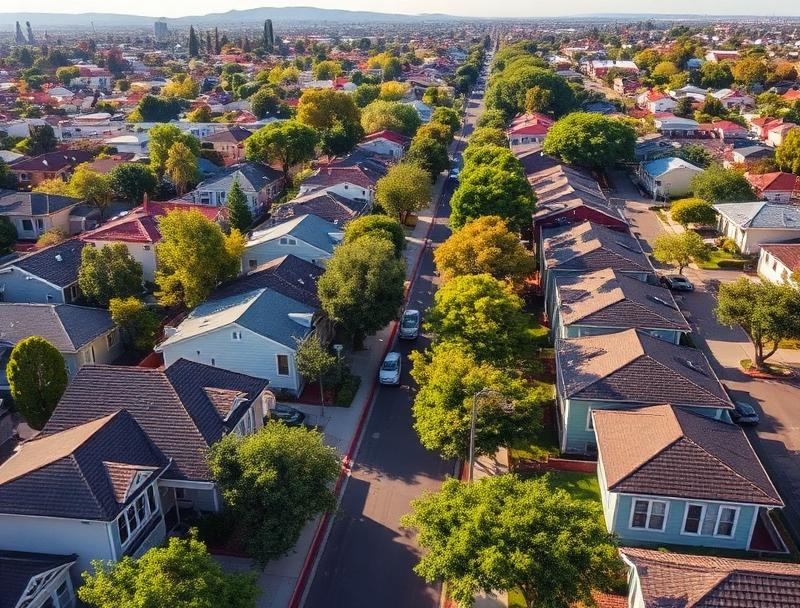 Tree-lined streets with classic California bungalows in the Arlington neighborhood of Riverside, California