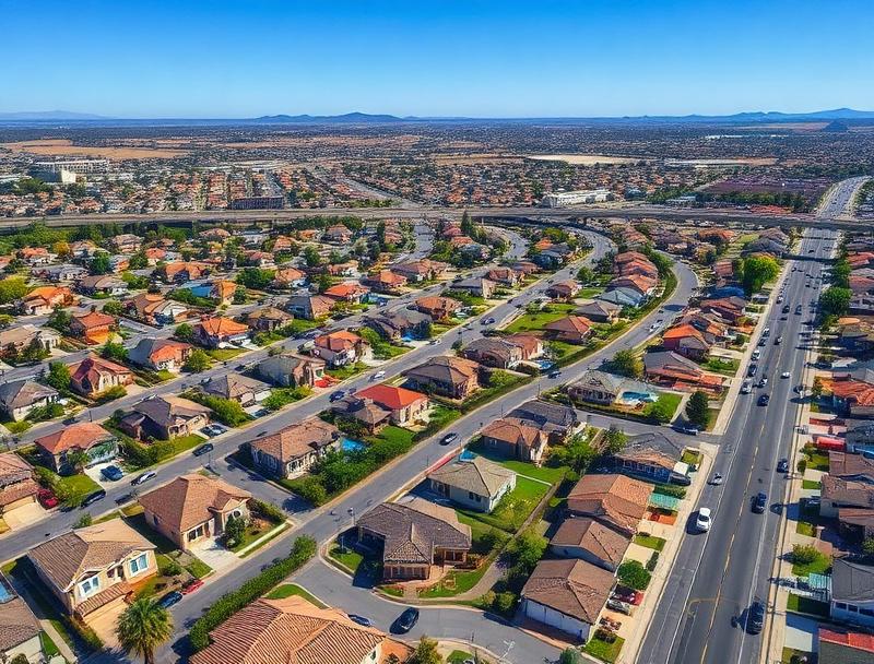 Residential streets and family homes in the Arlington South neighborhood of Riverside, California near the 91 freeway