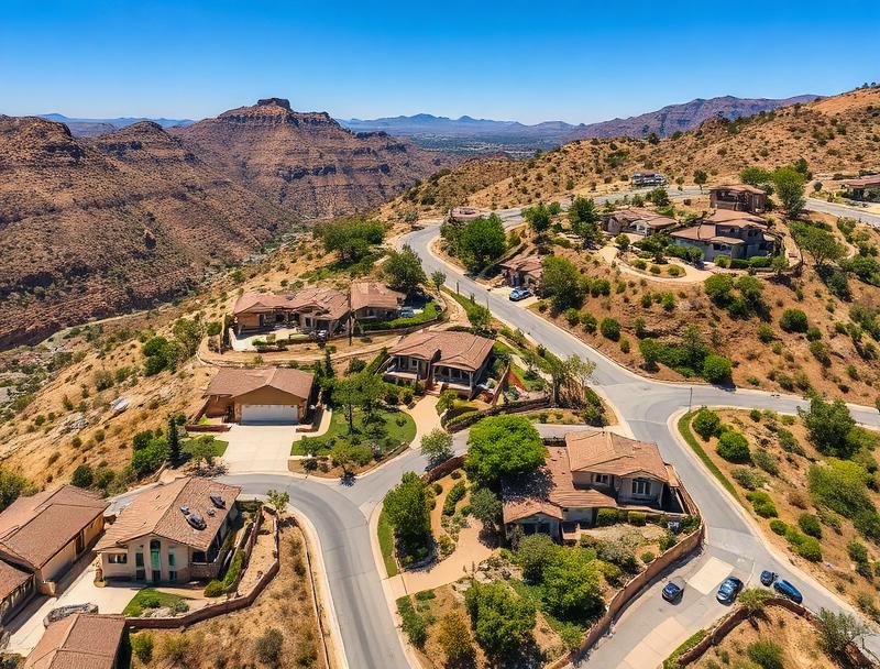 Hillside homes with stunning views in the Canyon Crest neighborhood of Riverside, California near Sycamore Canyon