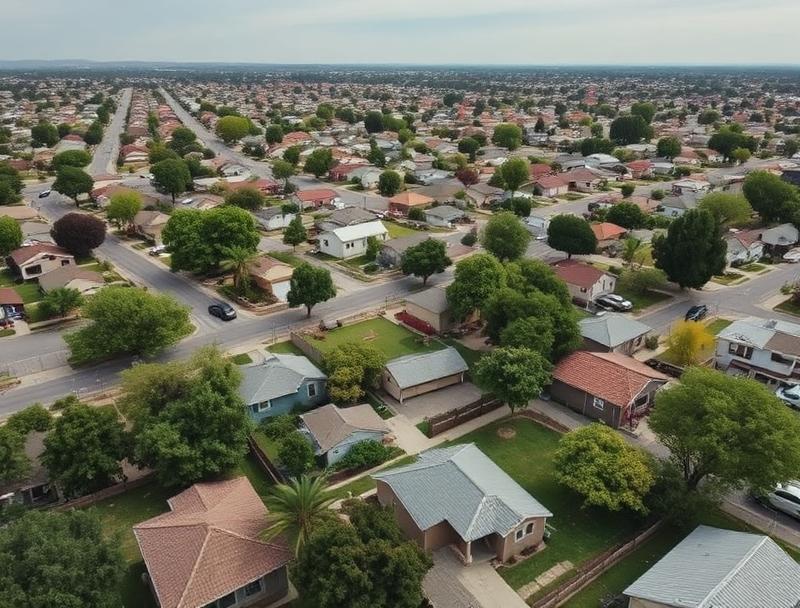 Historic residential streets in the Casa Blanca neighborhood of Riverside, California near Villegas Park