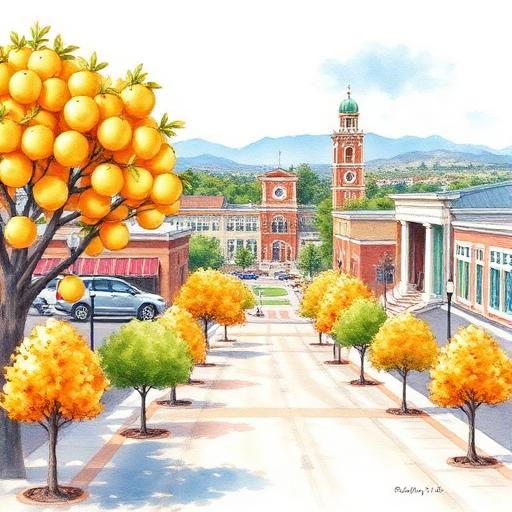 Downtown Redlands historic district with Victorian homes and tree-lined streets