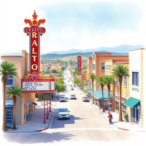Downtown Rialto along historic Route 66 Foothill Boulevard