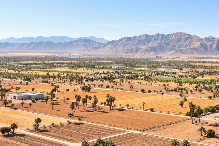 East Indio agricultural landscape with date palm groves
