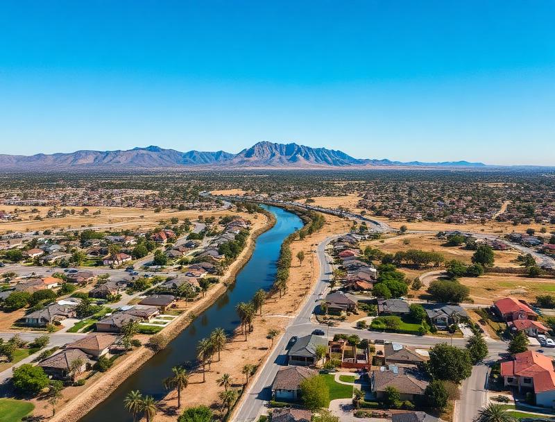 Views of Mt. Rubidoux and the Santa Ana River Trail from the Grand neighborhood in Riverside, California
