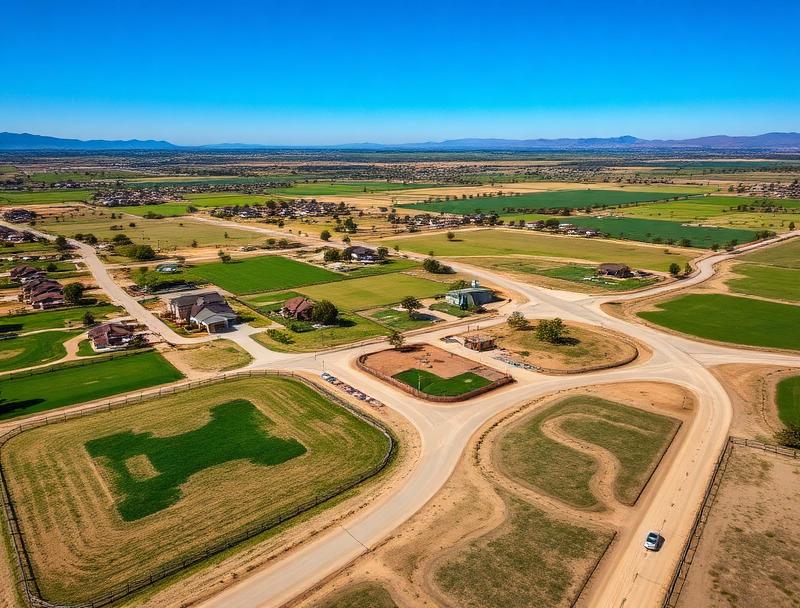 Sprawling ranch properties and horse trails in the La Sierra Acres neighborhood of Riverside, California