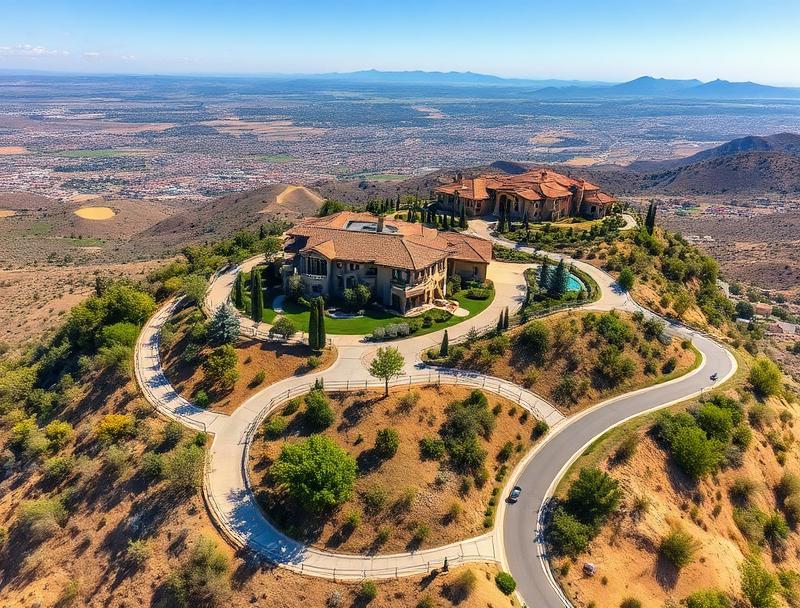 Luxury hillside estates with panoramic views in the La Sierra Hills neighborhood of Riverside, California