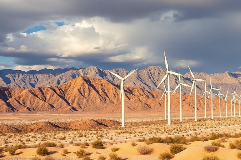Wind turbines along the San Gorgonio Pass near North Palm Springs