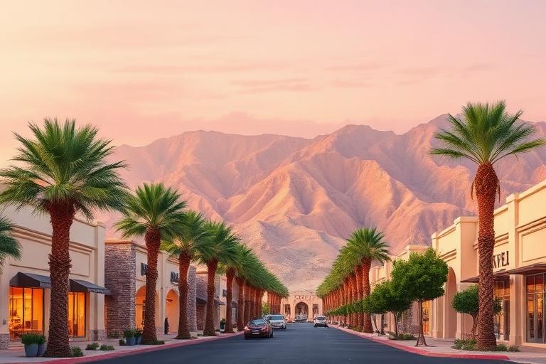 El Paseo shopping district in Palm Desert with palm tree-lined streets