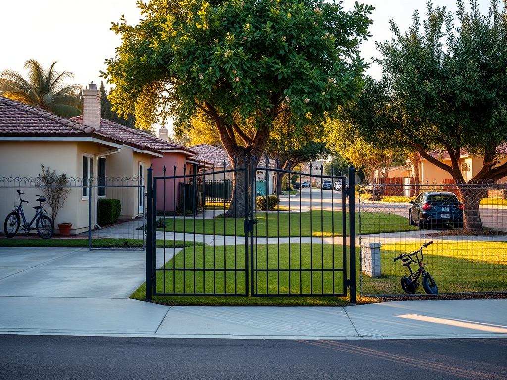 Family-friendly sliding gate installation in the Ramona neighborhood of Riverside, California