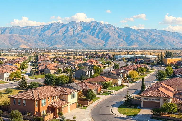 South San Jacinto residential neighborhood with mountain views