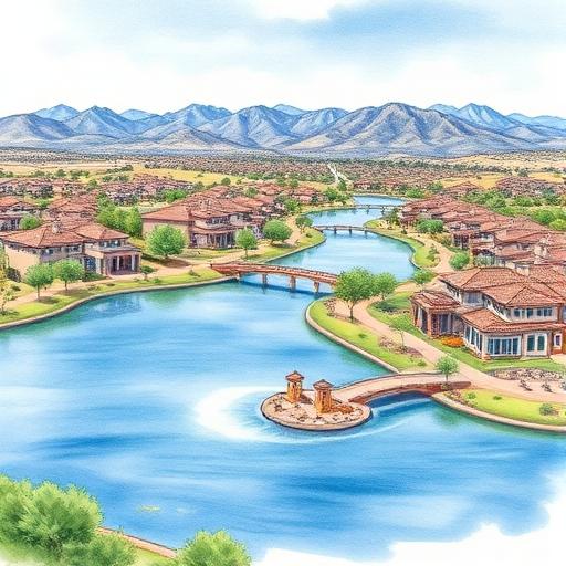 Sierra Lakes Fontana master-planned community with lake and mountain views