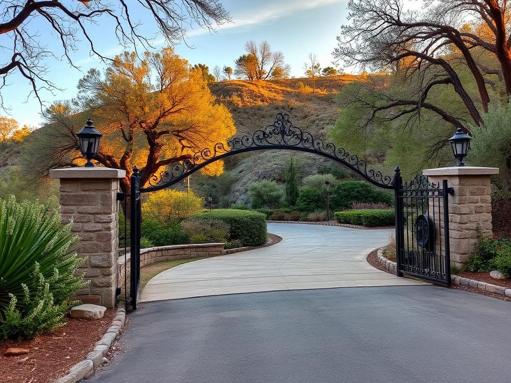 Hillside estate gate installation near Sycamore Canyon Wilderness Park in Riverside, California